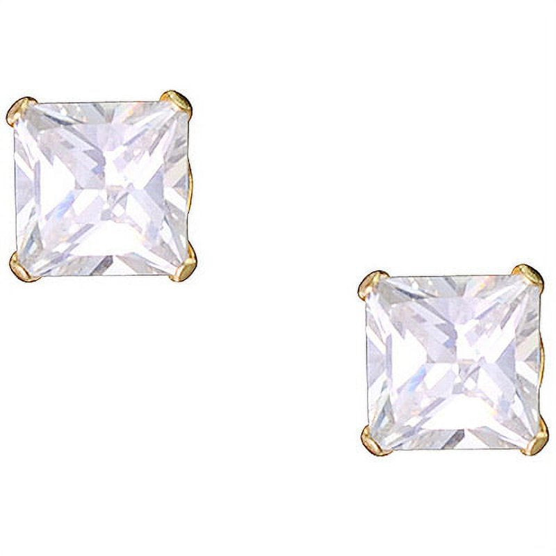 Women's 10k Gold Square CZ Stud Earrings - Timeless Jewelry Gift