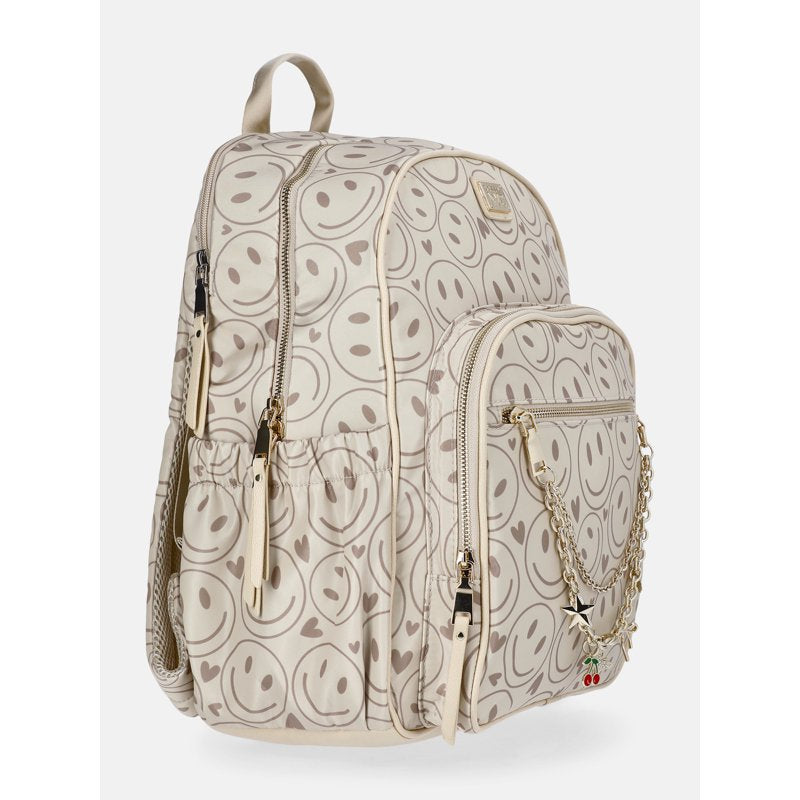 Women's Dome Backpack with Charm Chain Accent - Multi-Color Options