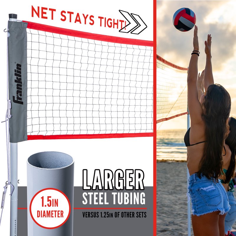 Outdoor Volleyball Set with Net, Pole, Ball, Pump & Carry Bag - Family Yard Game