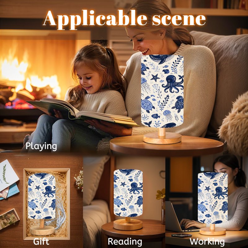 16-Color Dimmable Childrens Nightstand Lamp with Sea Animal Design - Bedside & Nursery Light