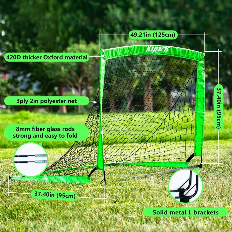 Ksports 4ft Green Soccer Goals Bundle with Size 4 Ball, Pump, Cones & Bag - Variation: 4ft Green