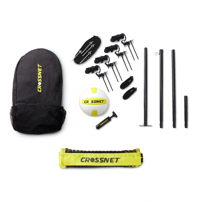Portable Volleyball & Four Square Game Set with Carrying Backpack