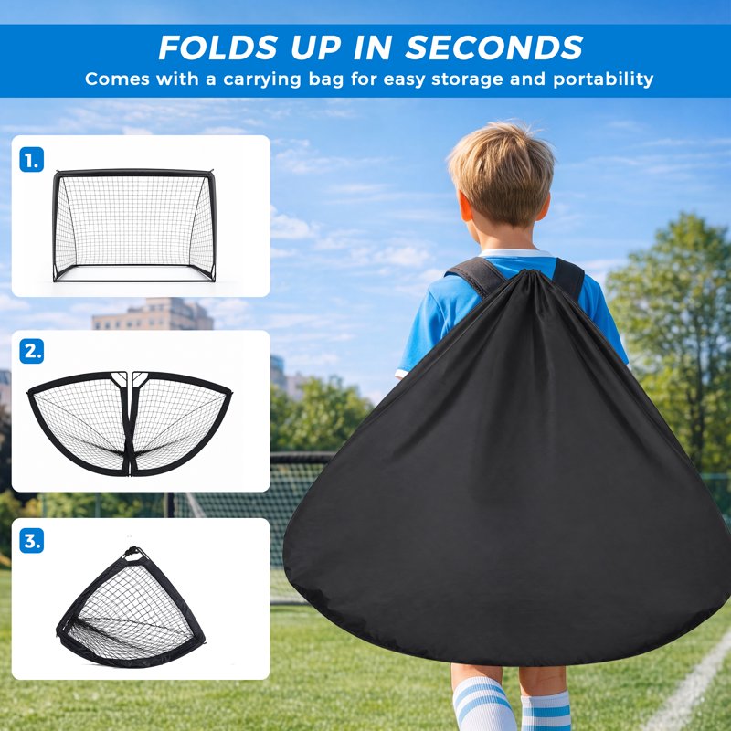 Vipuse 2 Pack Soccer Goals & Ball Set - 4x3 ft Portable Pop Up Soccer Training Kit (Black)
