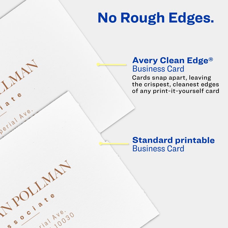 Premium Ivory Business Cards 2 x 3.5 Inches, 200 Pack - Clean Edge Design