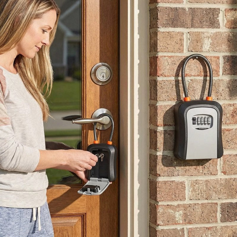 Portable Wall-Mounted Key Lock Box with Code, Secure Home & Office Storage