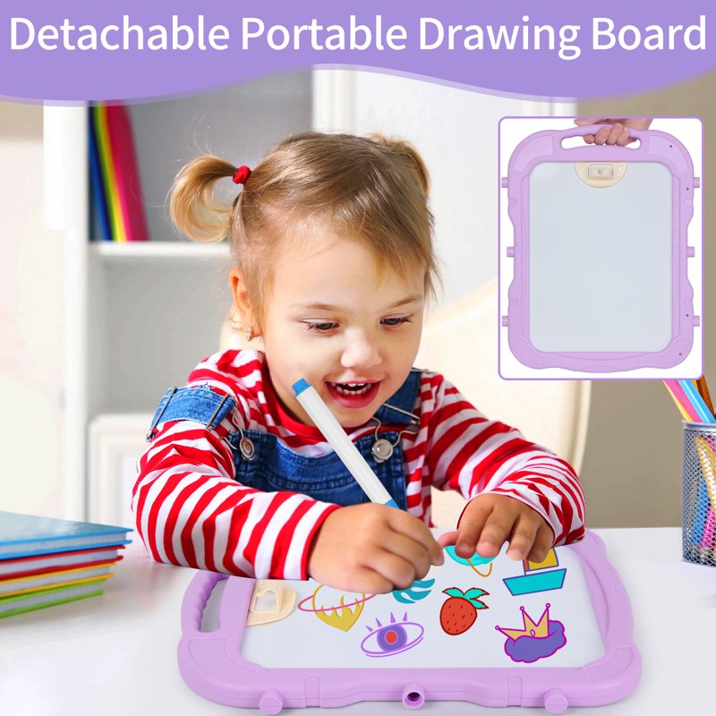 Kids Adjustable Double-Sided Art Easel with Chair, Whiteboard & Chalkboard Set