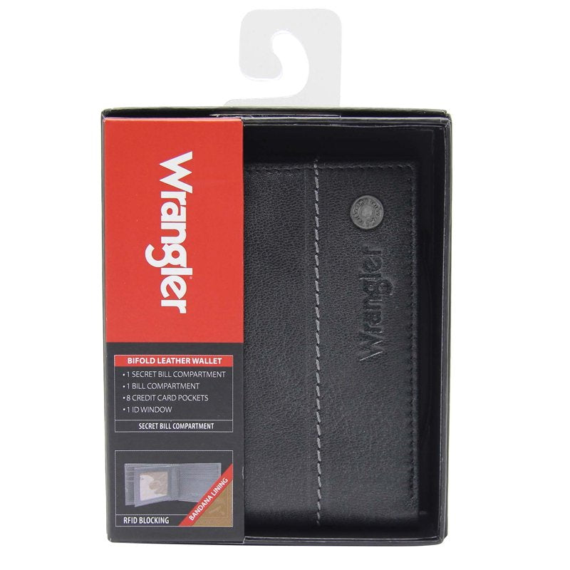 Leather Bifold Wallet for Men - RFID Protected Card Holder with Hidden Bill Compartment