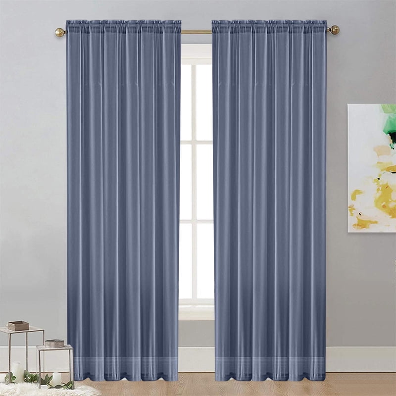 Light Filtering Polyester Window Curtain with Rod Pocket for Living Room & Bedroom