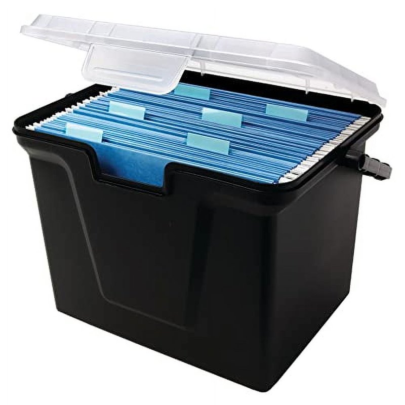 Recycled Portable File Box with Handle - Letter Size Storage Organizer