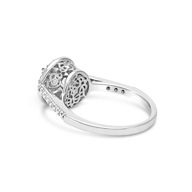 Sterling Silver 7mm White Round Cubic Zirconia Halo Ring - All Sizes