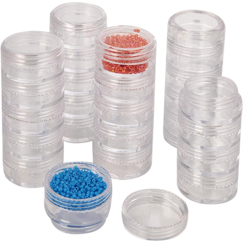 Stackable Bead Storage Case with 25 Removable Jars and Lids