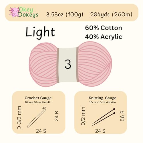 Cotton Blend Yarn 300g/852yds - Soft Fluffy Crochet Thread in Multiple Colors