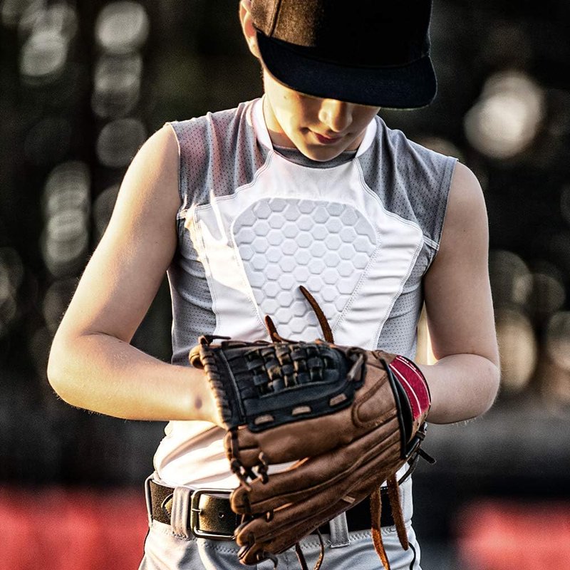 Hex Sternum Shirt for Impact Protection - Youth XS White Grey