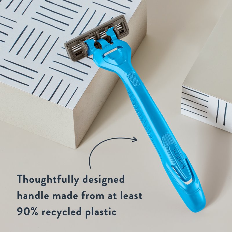 Men's Disposable Razors 3-Blade Pack - Glacier Blue, Recycled Handle