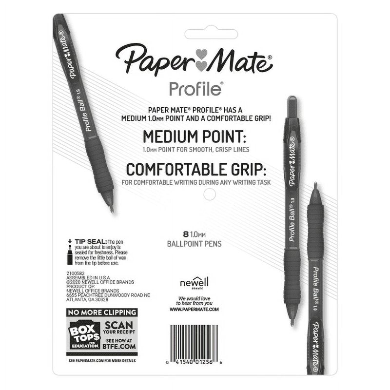 Medium Point Black Ballpoint Pen - Retractable, 8 Pack