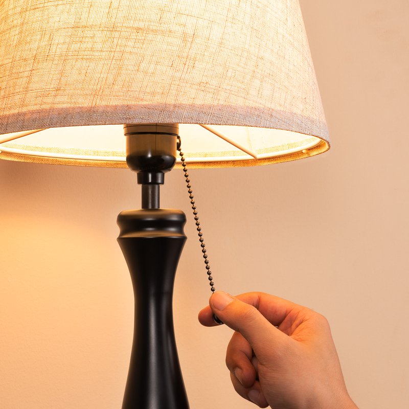 Modern Table Lamp for Living Room & Bedroom - Bedside Light with Linen Shade