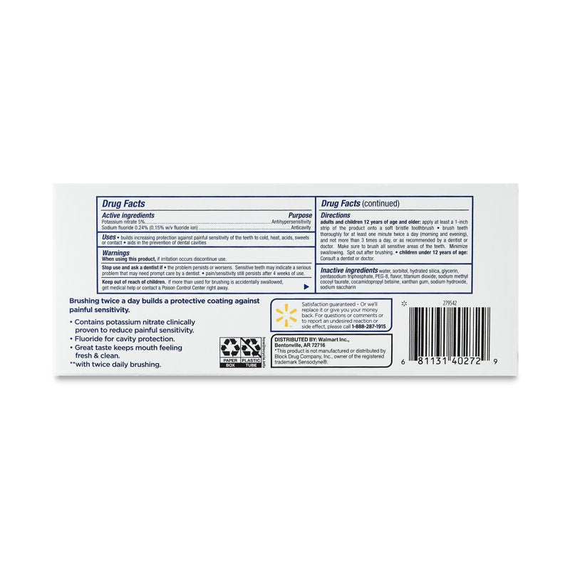 Whitening Sensitive Toothpaste - Extra Brightening, Fluoride & Potassium Nitrate, 4 oz, Pack of 6