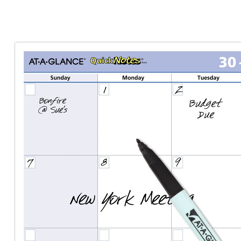 Undated 30-Day Horizontal Wall Calendar - Erasable Reversible Planner
