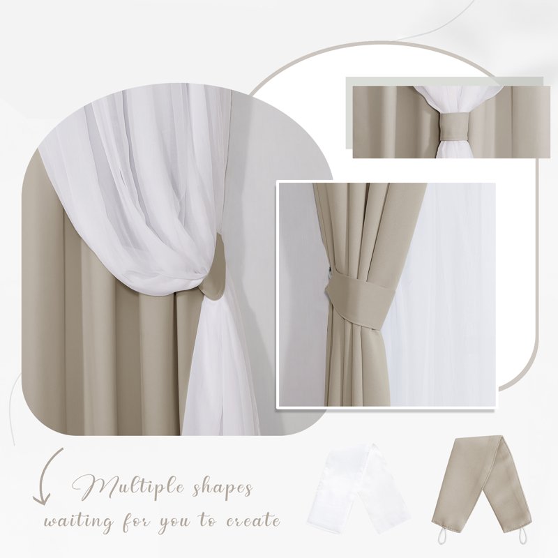 Double Layer Blackout Curtains Set - Thermal Insulated Room Darkening Drapes