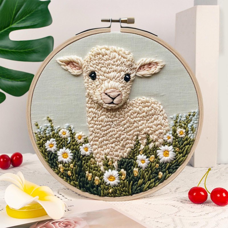 Punch Needle Kit for Beginners - DIY Craft Embroidery Hoop Set with Instructions