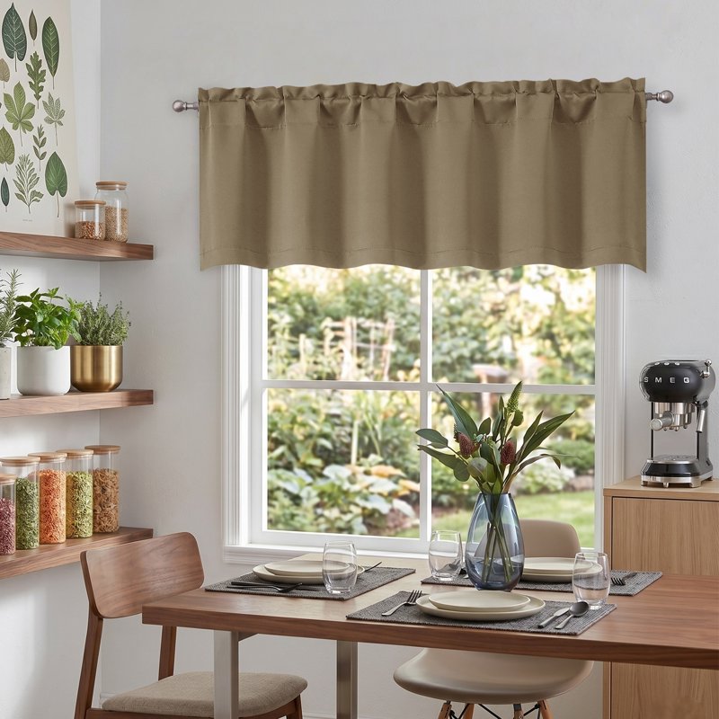 Blackout Window Valance for Living Room & Bedroom - Elegant Rod Pocket Design