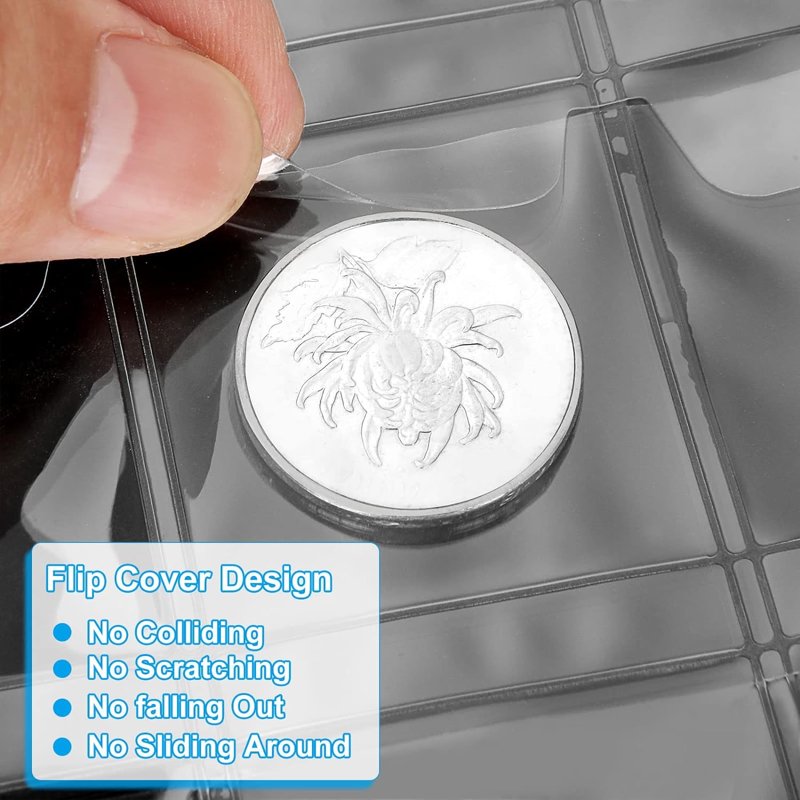 Plastic Coin Collection Pages with Pockets - 200 Slot Coin Holders for Coins & Collectibles