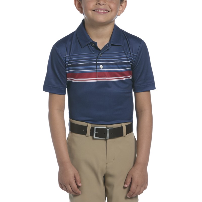 Boys Golf Polo Shirt Performance Textured Chest Short Sleeve Moisture Wicking
