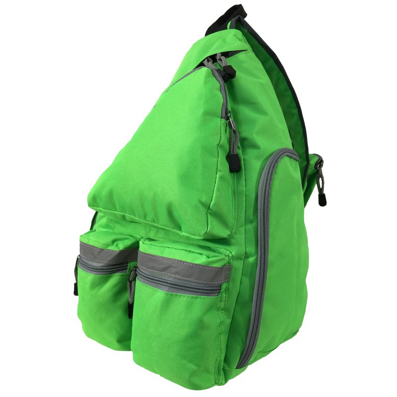 Unisex Reflective Sling Backpack Bright Green - Student Daypack, 19 Inch