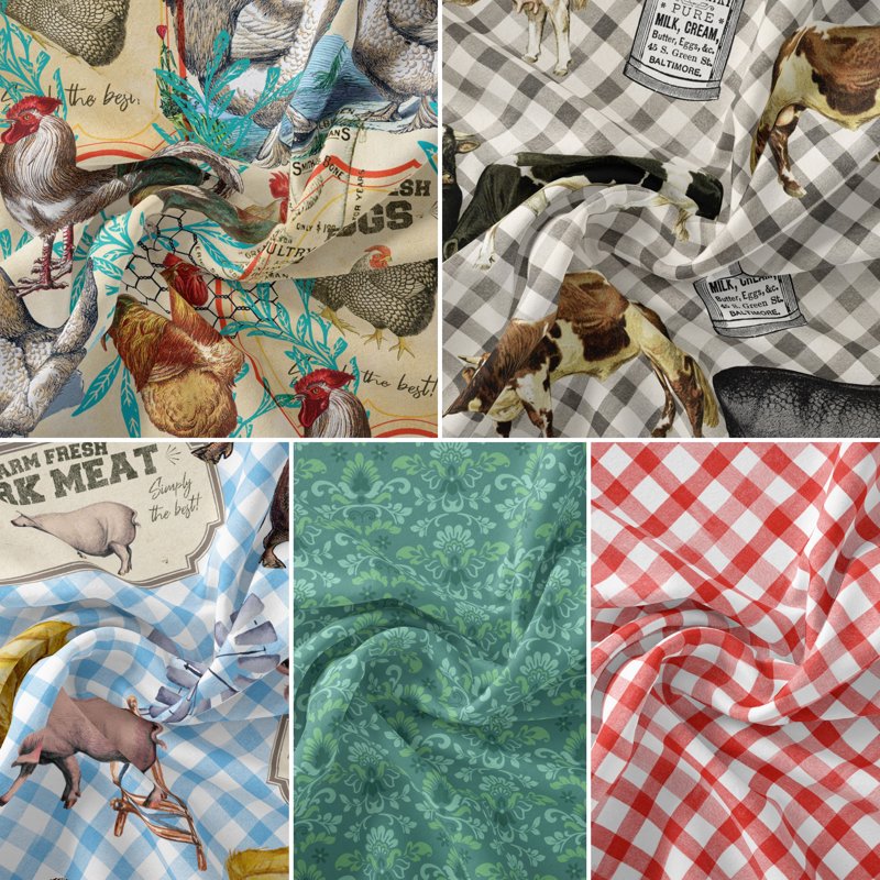 Cotton Fabric Fat-Quarter Bundle 18x21 Inches - Multi-Color for Quilting & Sewing, 5 Pieces