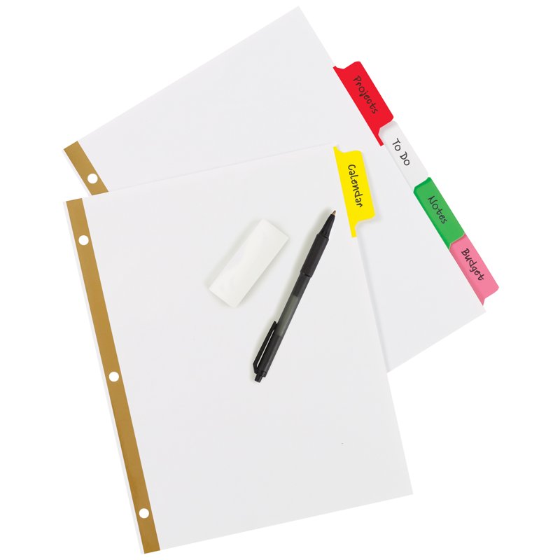 Big Tab Write & Erase Binder Dividers - 6-Pack, Reusable Color Tabs, 30 Count