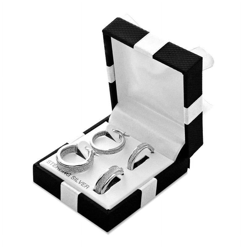 Sterling Silver Glitter Hoop Earrings Set - Multiple Colors & Quantities