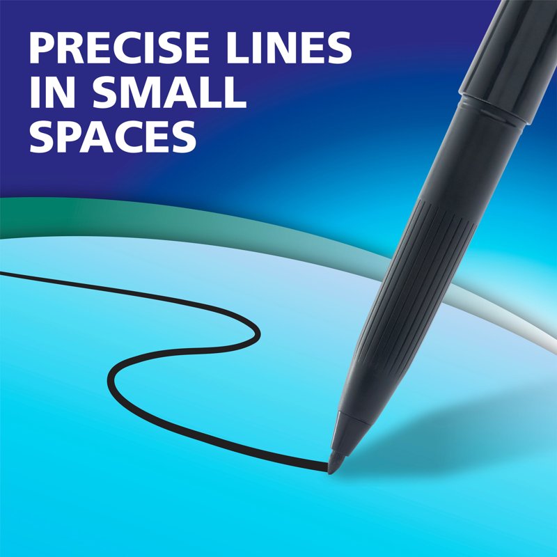 Wet-Erase Markers with Ultra Fine Tip - Black, Box of 12 for Reusable Surfaces