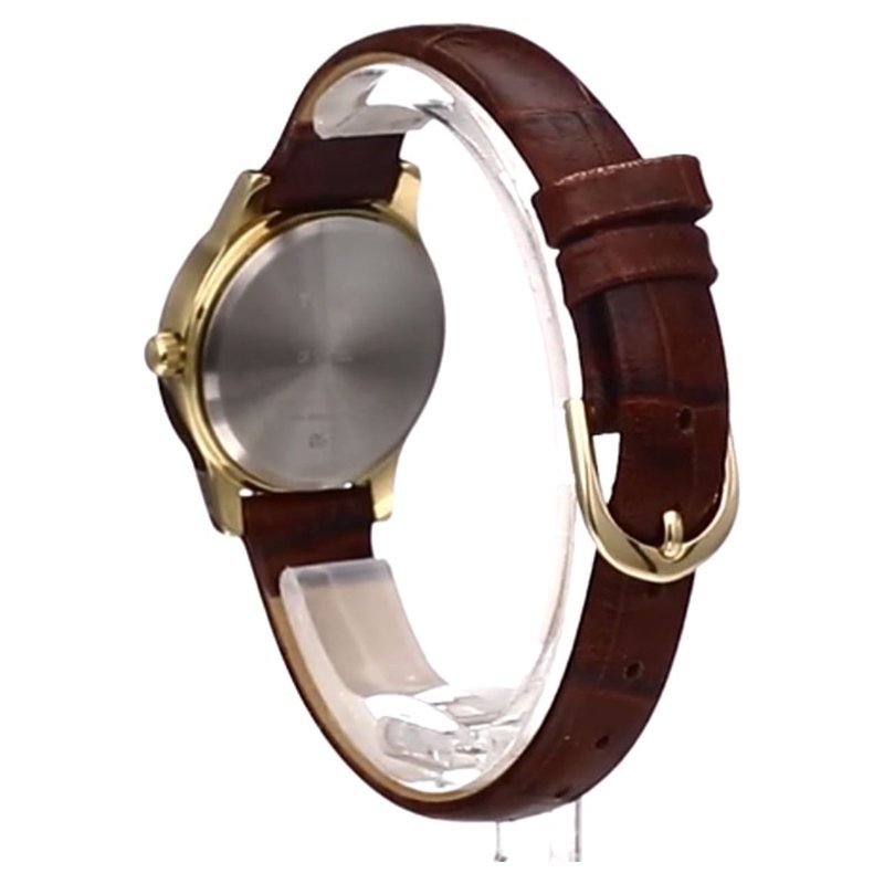 Women’s Dress Watch with Gold Tone Brass Case and Burgundy Leather Strap - 25mm