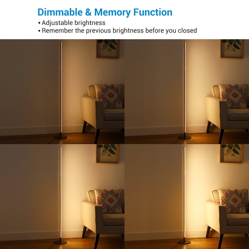 LED Corner Floor Lamp Set of 2 - Dimmable Mood Lighting for Living Room Bedroom Office