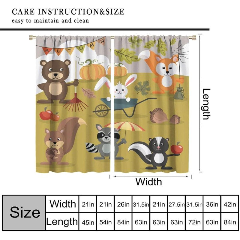 Kids Jungle Animal Curtains - Insulated Window Drapes for Childrens Bedroom