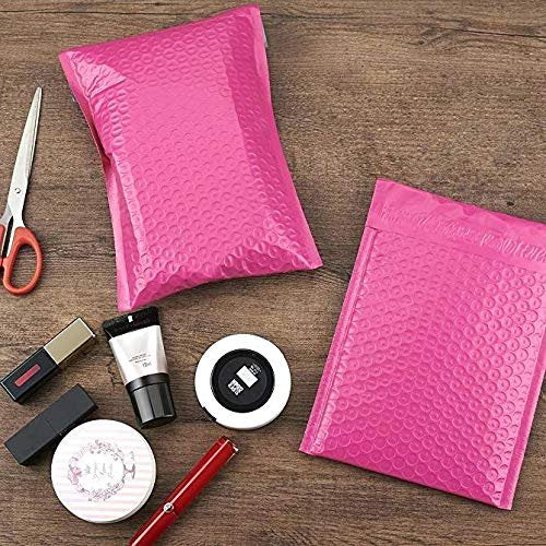 Pink Poly Bubble Mailers 8.5x12 Inch Self-Sealing Shipping Pouches (10 Count)