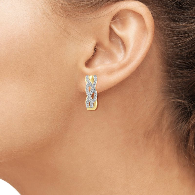 Diamond Accent Gold-Plated Hoop Earrings - 14k Jewelry for Women