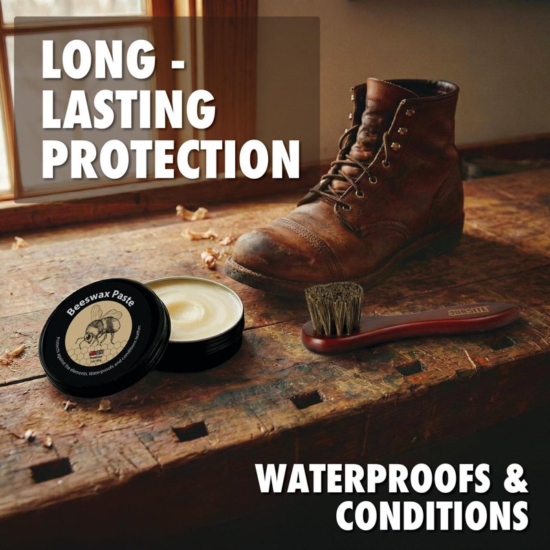 Leather Conditioner and Waterproofing Beeswax Paste - 3 oz for Boots Shoes & Leather Care