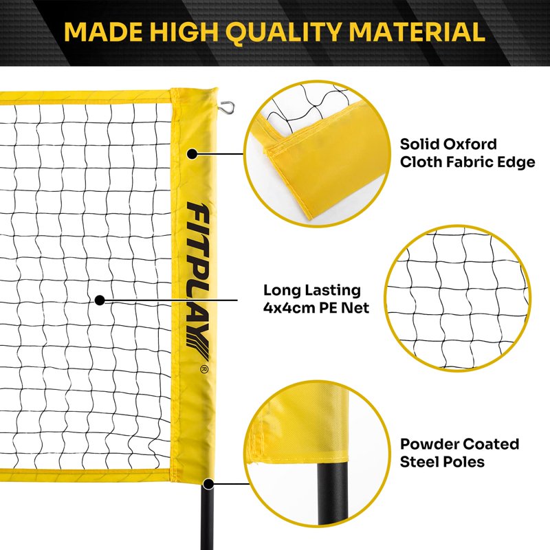 Portable Adjustable Four Square Volleyball Net Set for Beach Lawn Backyard