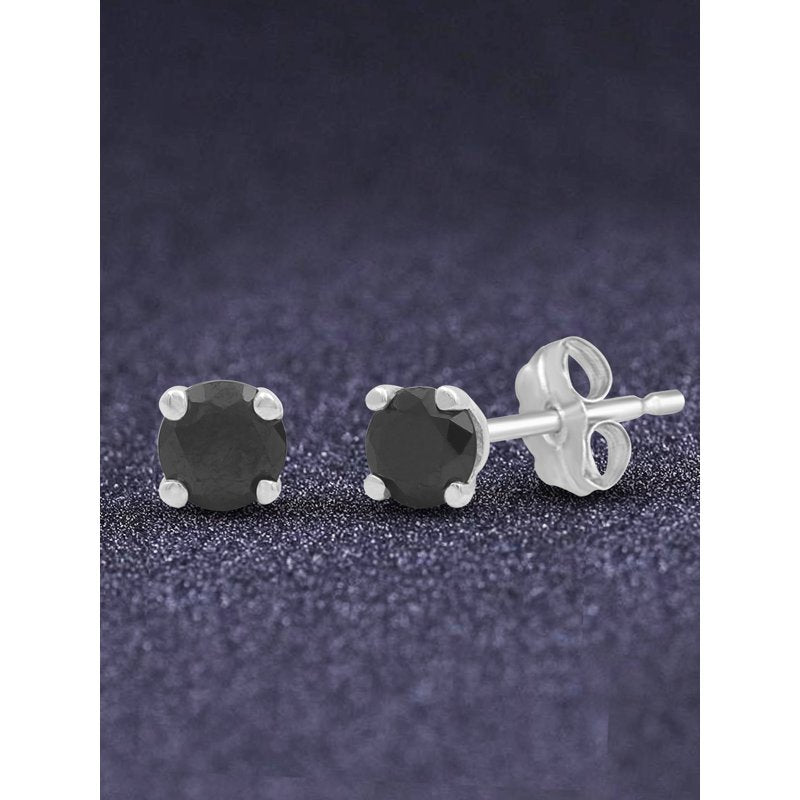Black Diamond Stud Earrings 1/2 CTW Sterling Silver Hypoallergenic Women’s Jewelry