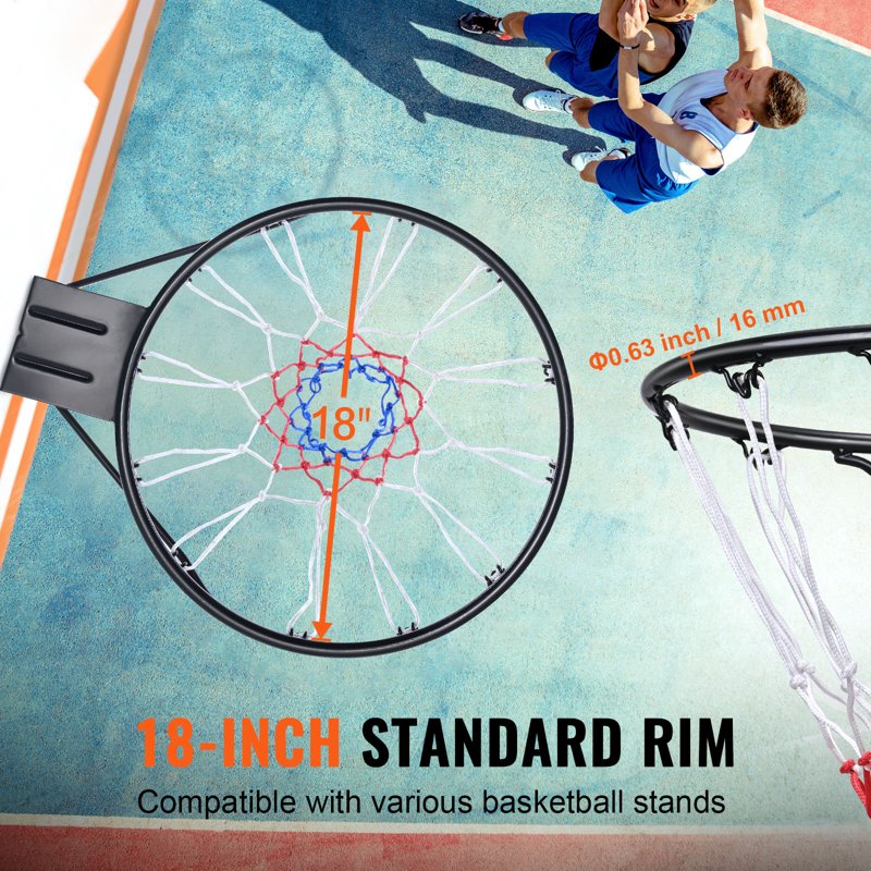 Wall & Door-Mounted Basketball Goal with Steel Rim & Net - Indoor & Outdoor 18" Hoop