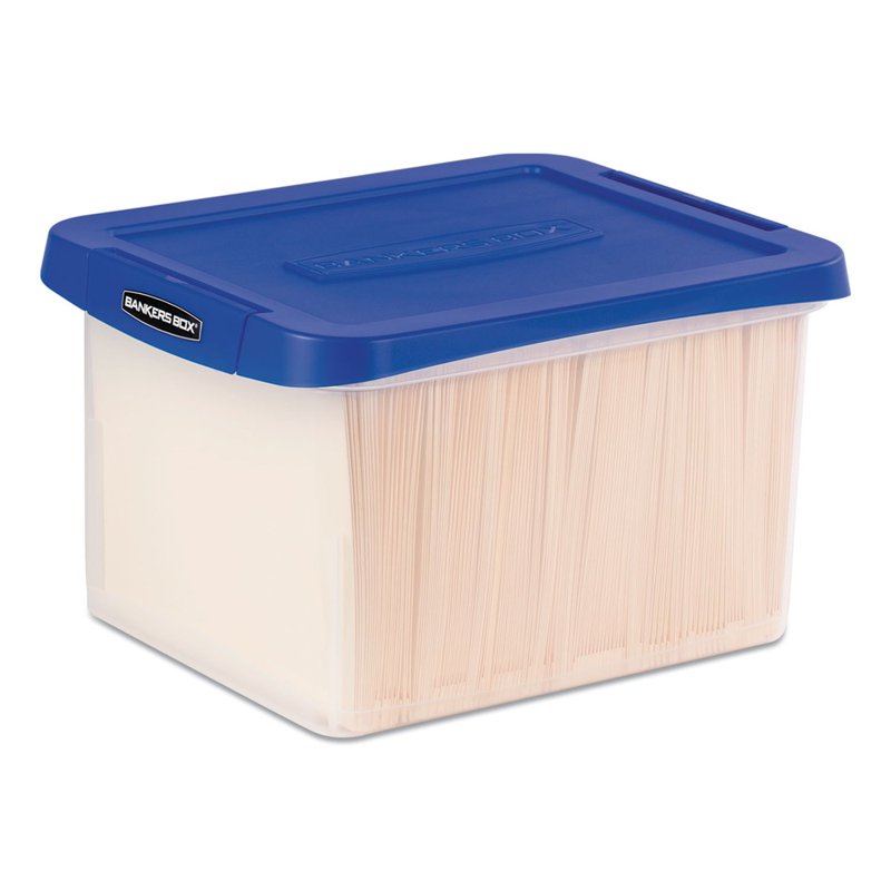 Heavy Duty Plastic File Storage Box 14 x 17.38 x 10.5 Inches Clear Blue 2 Pack