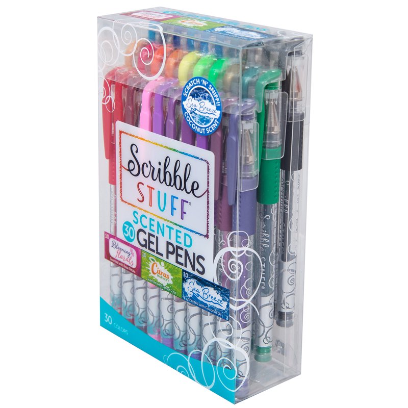 Scented Gel Pens Set - 30 Colors with Floral, Citrus & Sea Breeze Scents
