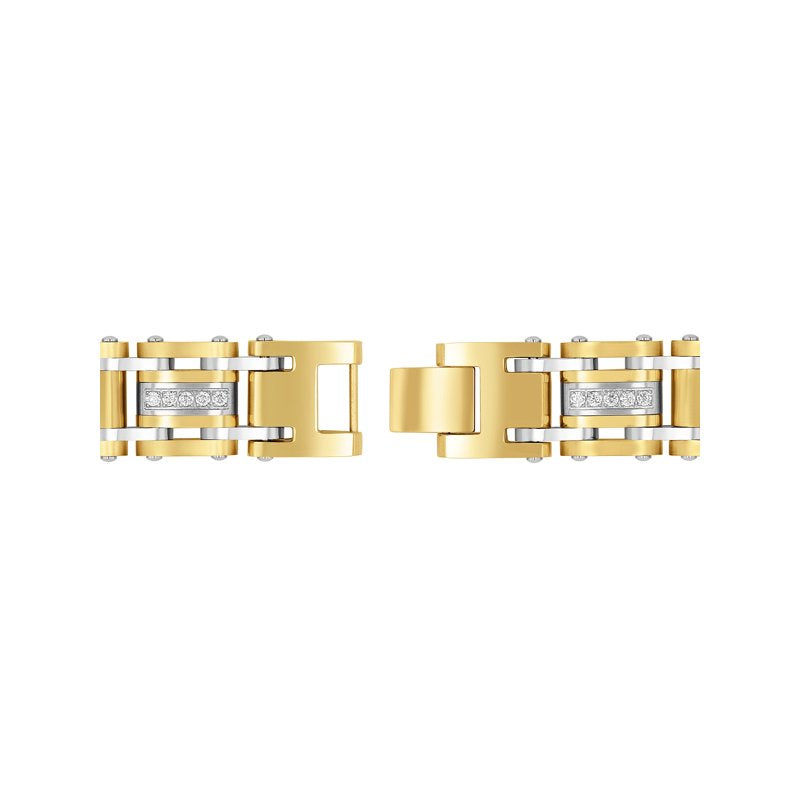 Men's Two-Tone Stainless Steel Cubic Zirconia Bracelet - Elegant Jewelry Gift