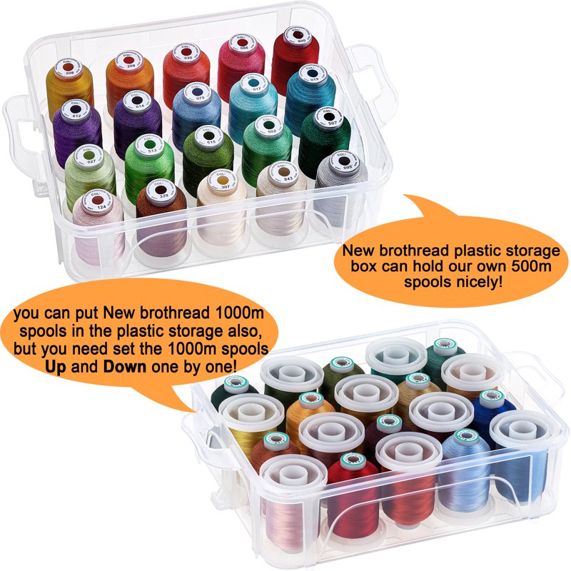 Stackable Clear Storage Box for Sewing & Embroidery Thread - Holds 60 Spools