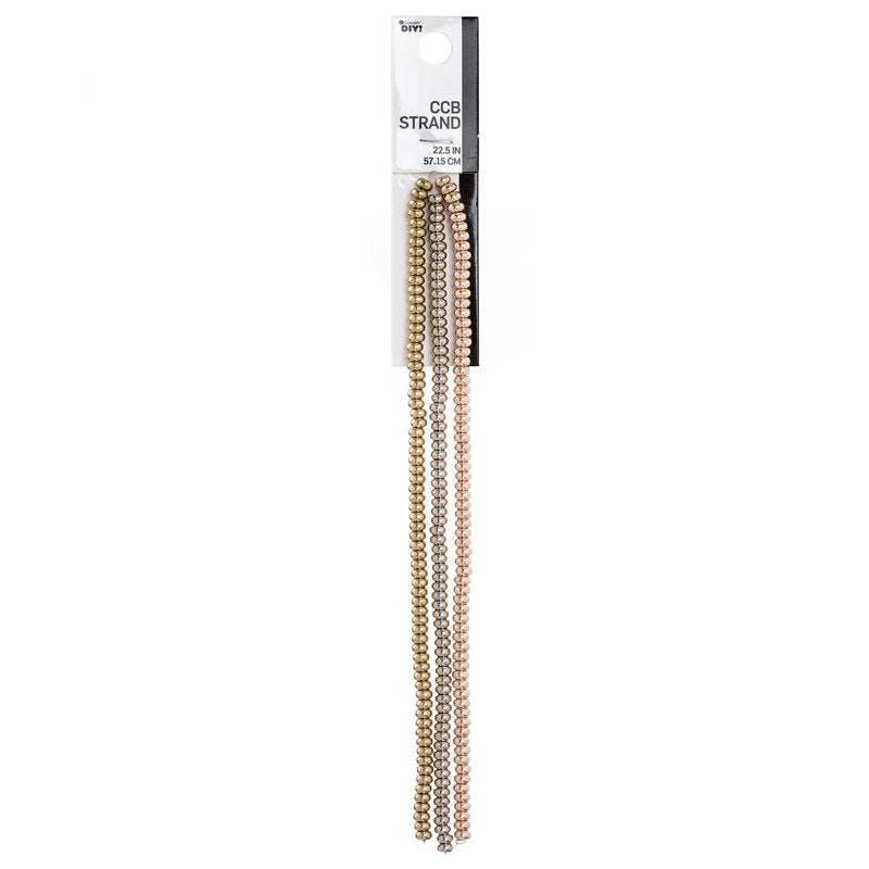 2 Pack Metallic Disk Beads for Jewelry Making, Gold Silver Rose, 7.5 Inches