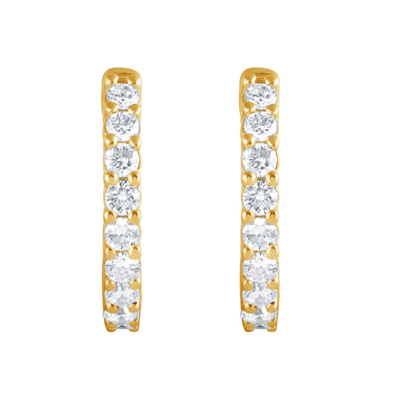 Lab Grown Diamond Huggie Earrings 1/2 Ct. Yellow Gold Sterling Silver