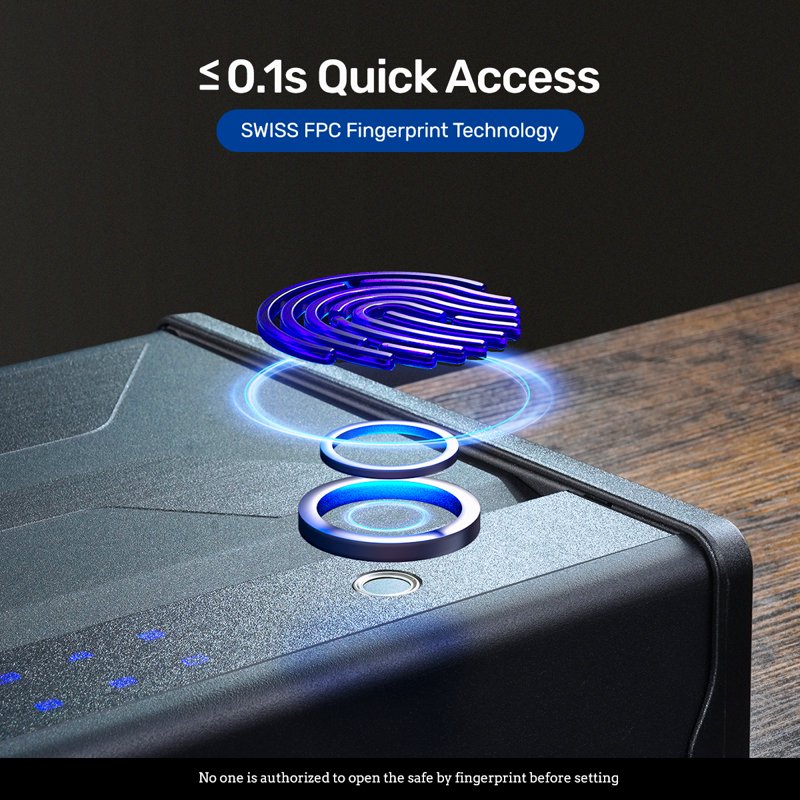 Biometric Gun Safe with Digital Keypad & App Control | Quick Access Pistol Safe