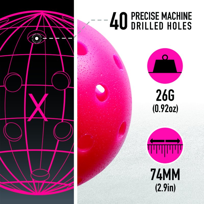Franklin X-40 Pickleballs - 100 Pack, Pink | USAPA Approved