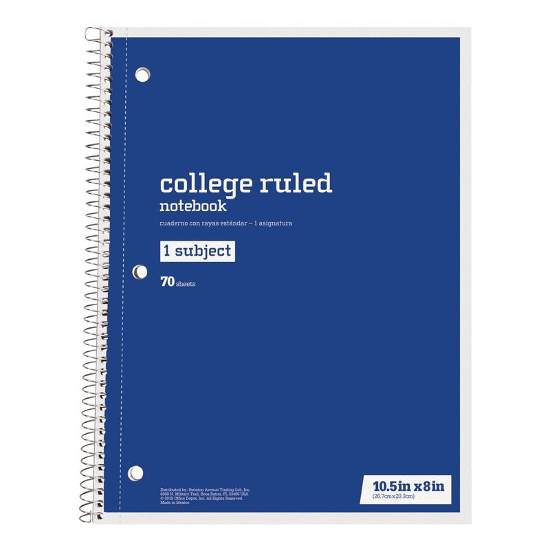 Wirebound Notebook Pack of 6 - 8x10.5 Inch College Ruled Office & School Supplies